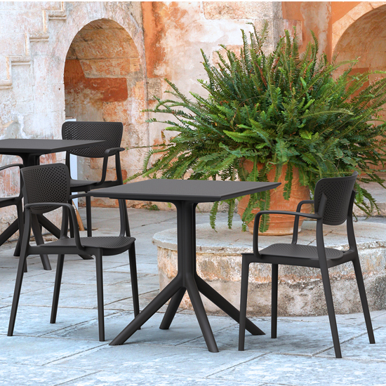Shipley Outdoor Square 70cm Dining Table In Black