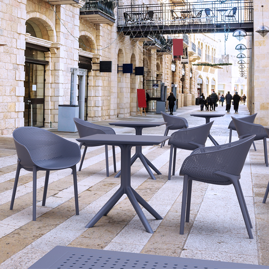 Shipley Outdoor Square 70cm Dining Table In Dark Grey