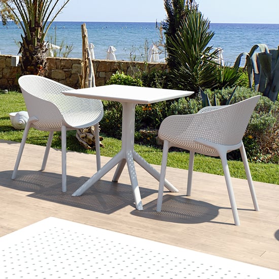 Shipley Outdoor Square 70cm Dining Table In White_4