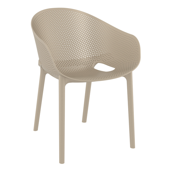 Shipley Outdoor Taupe Stacking Armchairs In Pair