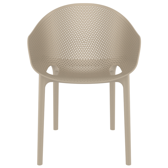 Shipley Outdoor Taupe Stacking Armchairs In Pair