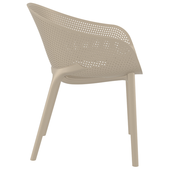 Shipley Outdoor Taupe Stacking Armchairs In Pair