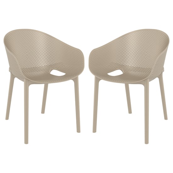 Read more about Shipley outdoor taupe stacking armchairs in pair