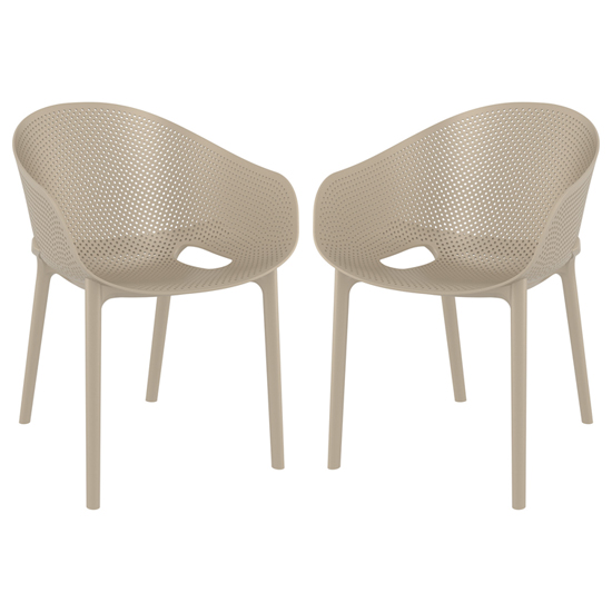 Read more about Shipley outdoor taupe stacking armchairs in pair