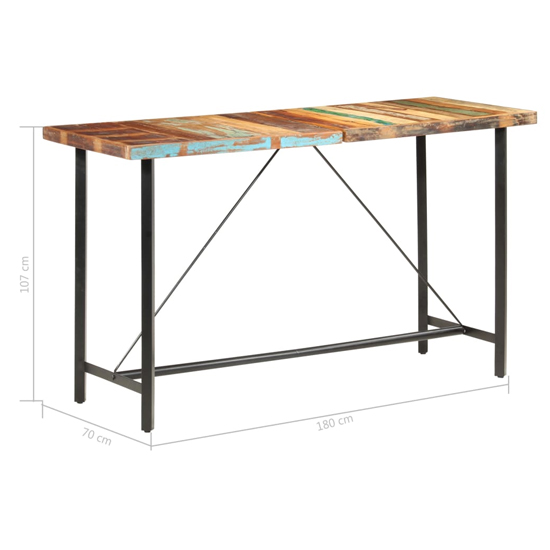 Shirley Wooden Bar Table With Black Steel Frame In Multicolour