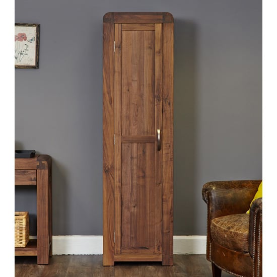 Shiva Tall Wooden Shoe Storage Cabinet In Walnut