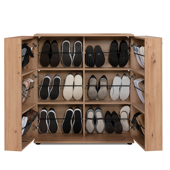 Shelbyville Wooden Shoe Storage Cabinet In Artisan Oak