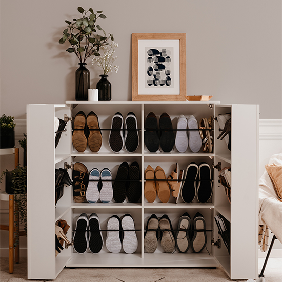 Shelbyville Wooden Shoe Storage Cabinet In White