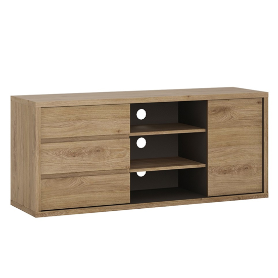 Sholka Wooden TV Stand With 1 Door And 3 Drawers In Oak