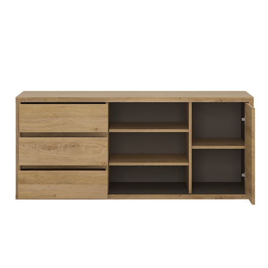 Sholka Wooden TV Stand With 1 Door And 3 Drawers In Oak