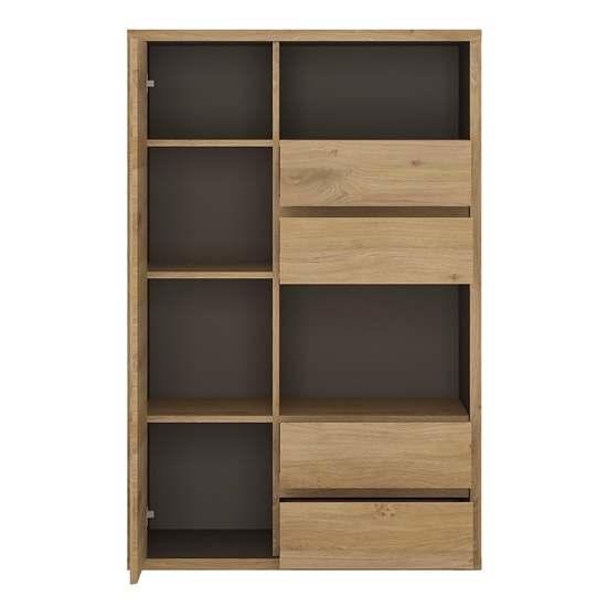 Sholka Wooden Display Cabinet With 1 Door 4 Drawers In Oak