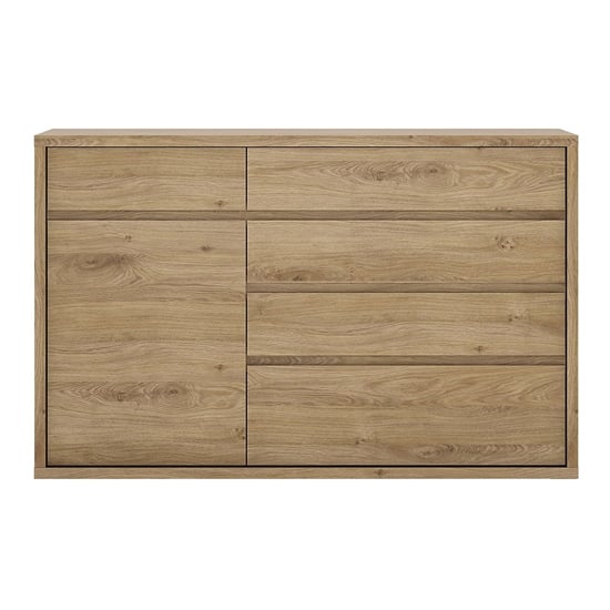 Sholka Wooden Sideboard In Oak With 1 Door And 5 Drawers_2