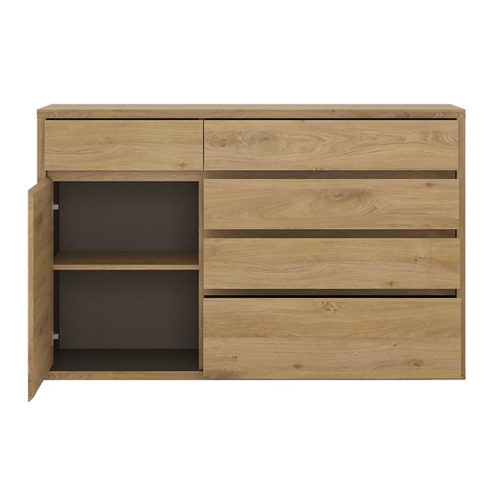 Sholka Wooden Sideboard With 1 Door And 5 Drawers In Oak