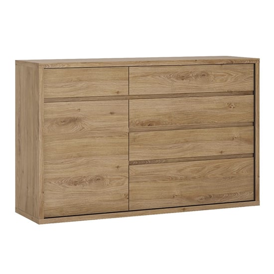Read more about Sholka wooden sideboard with 1 door and 5 drawers in oak