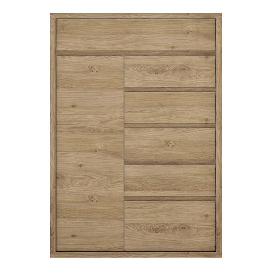 Sholka Wooden Sideboard With 1 Door And 6 Drawers In Oak