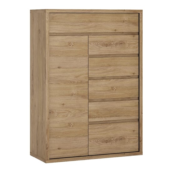 Read more about Sholka wooden sideboard with 1 door and 6 drawers in oak