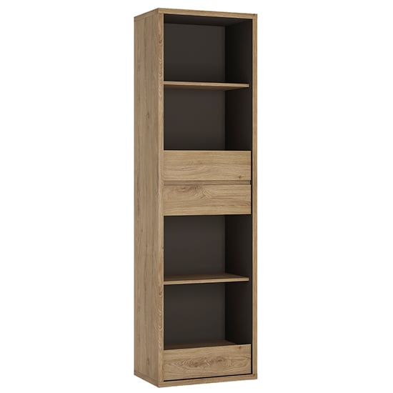 Photo of Sholka tall narrow wooden 3 drawers bookcase in oak