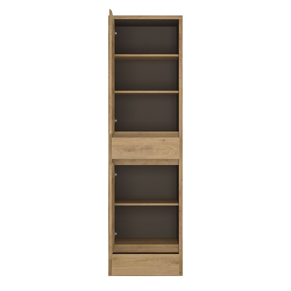 Sholka Wooden Narrow Storage Cabinet With 2 Door 2 Drawer In Oak