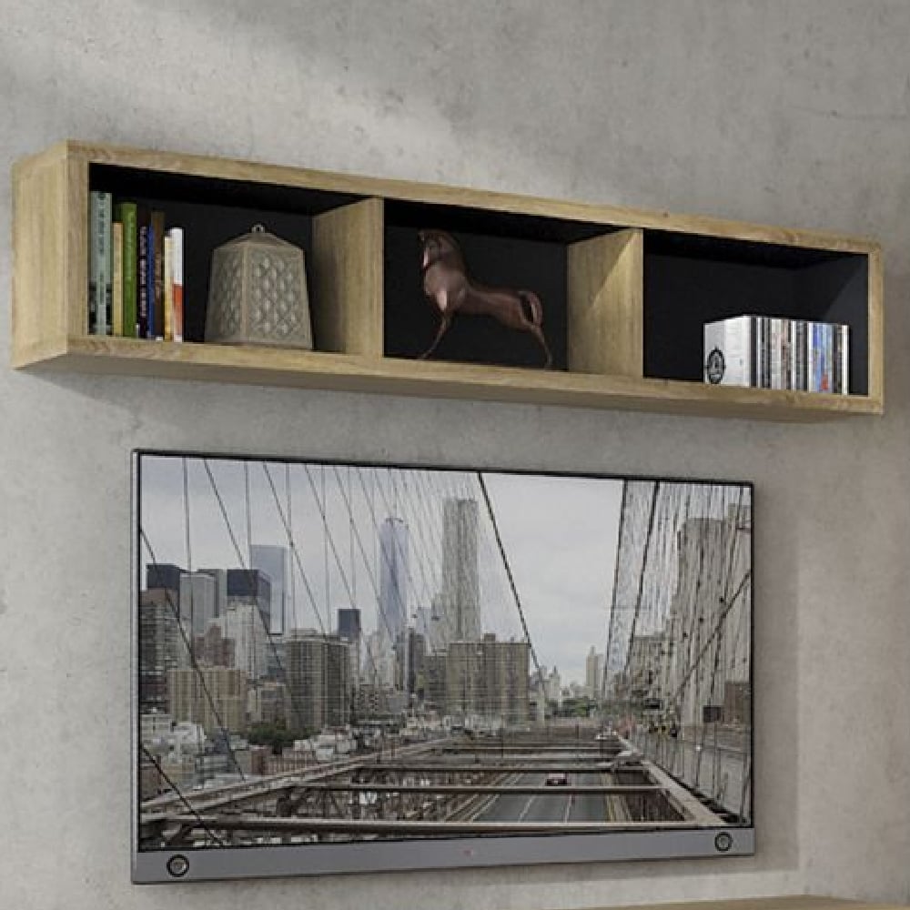 Read more about Sholka wooden wide wall shelf in oak