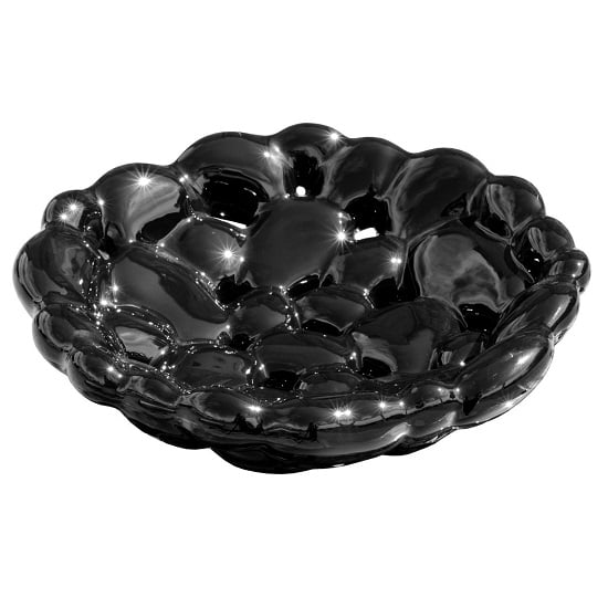 Product photograph of Shotwell Ceramic Bubble Bowl In Black Finish from Furniture in Fashion