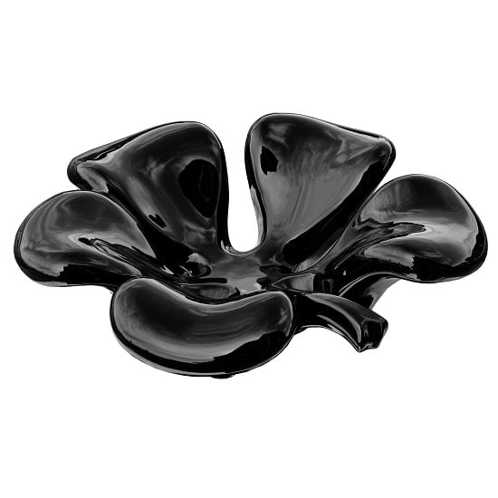 Shotwell Ceramic Clover Design Dish In Black Finish