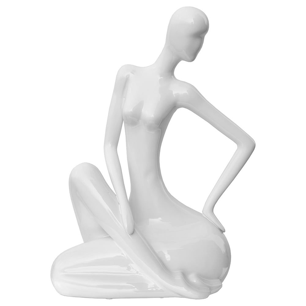 Shotwell Ceramic Elegant Sitting Lady Sculpture In White