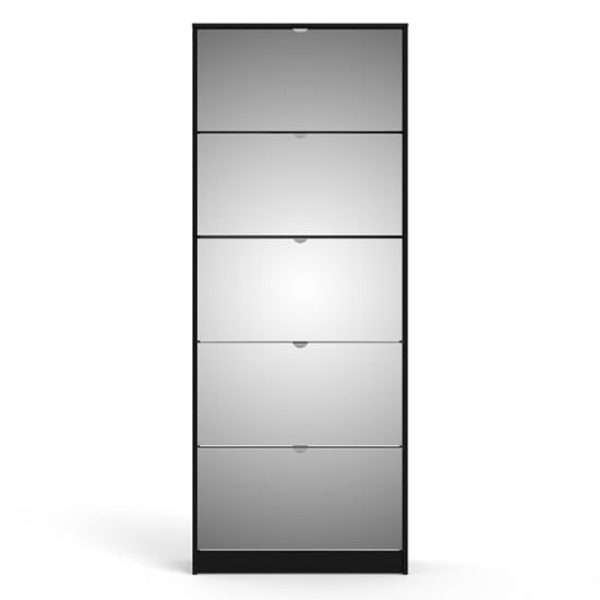 Shovy Mirrored Shoe Storage Cabinet With 5 Doors In Black_3