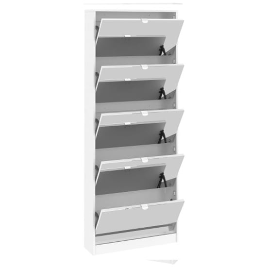 Shovy Mirrored Shoe Storage Cabinet With 5 Doors In White_4
