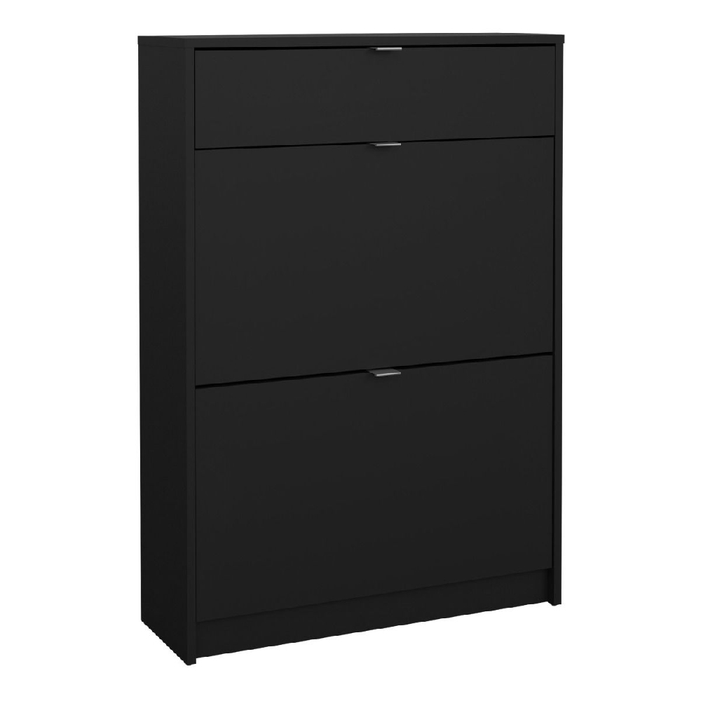 Shovy Wooden Shoe Cabinet With 2 Flip Doors In Matt Black