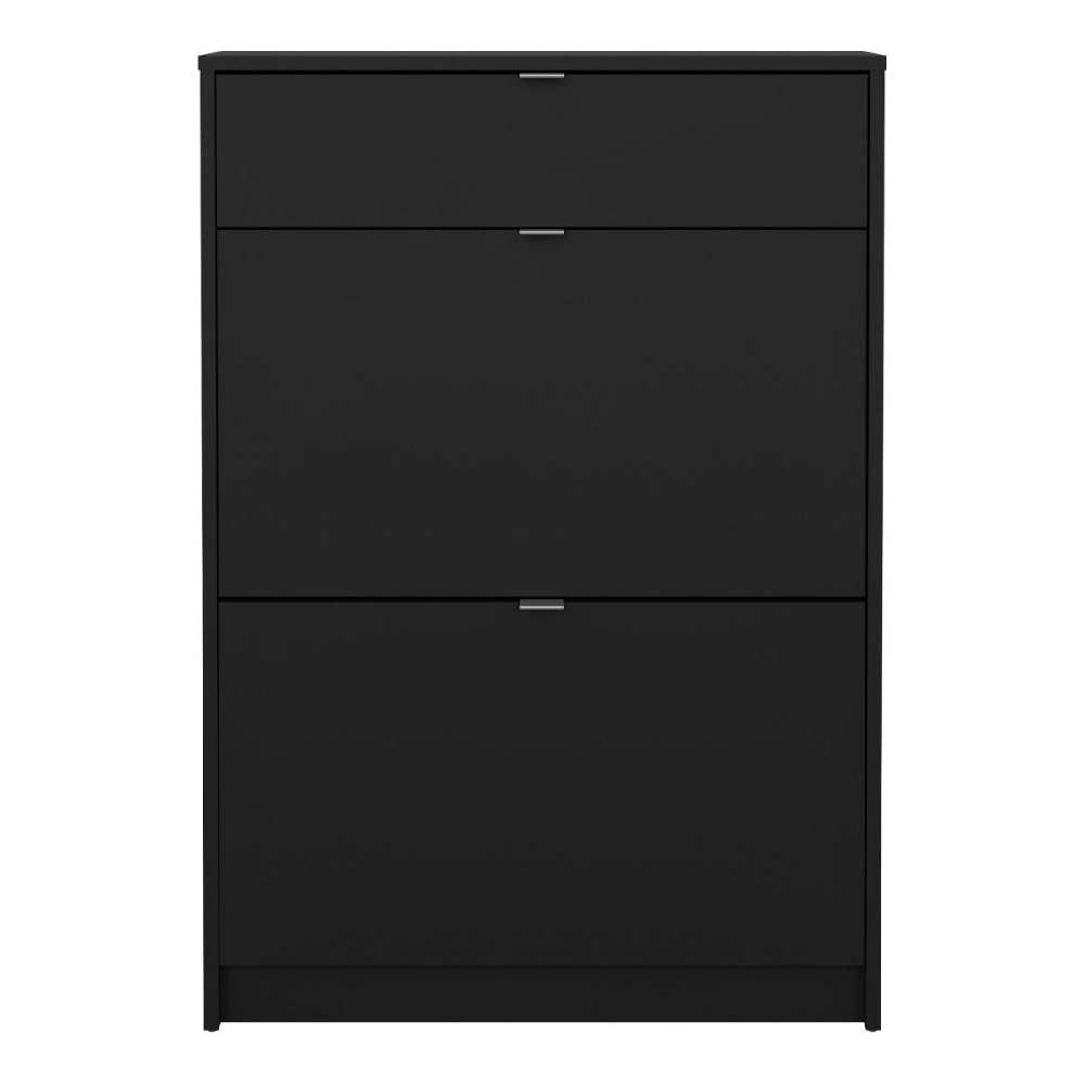Shovy Wooden Shoe Cabinet With 2 Flip Doors In Matt Black