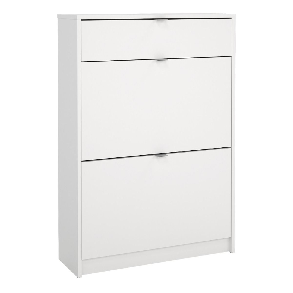 Shovy Wooden Shoe Cabinet With 2 Flip Doors In White