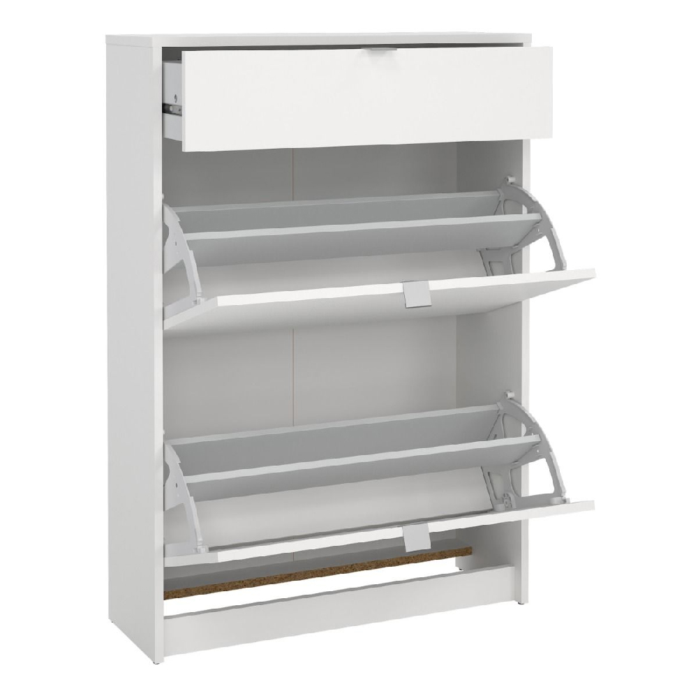 Shovy Wooden Shoe Cabinet With 2 Flip Doors In White