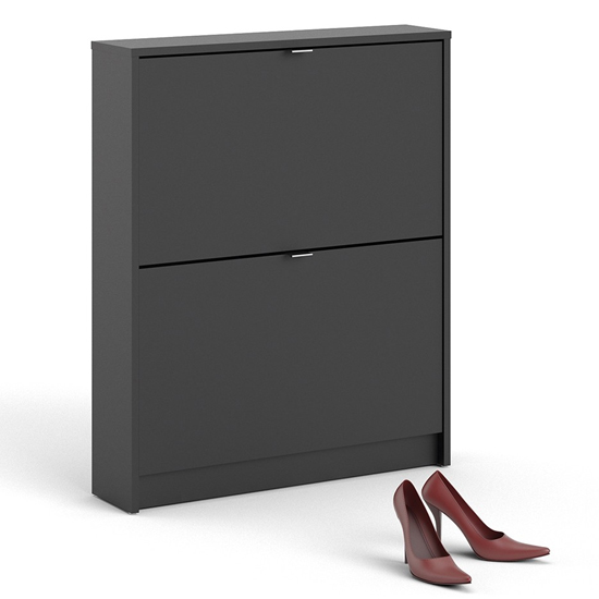 Shovy Wooden Shoe Cabinet With 2 Doors And 1 Layer In Matt Black