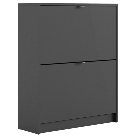 Shovy Wooden Shoe Cabinet With 2 Doors And 2 Layers In Matt Black