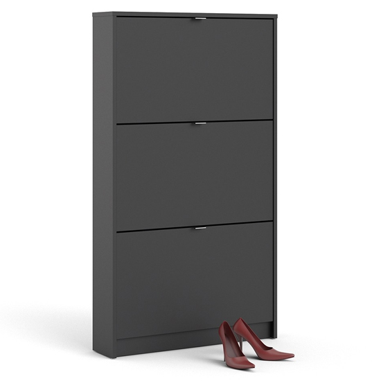 Shovy Wooden Shoe Cabinet In Matt Black With 3 Doors And 1 Layer_2