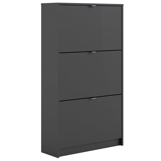 Shovy Wooden Shoe Cabinet In Matt Black With 3 Doors And 2 Layer_2