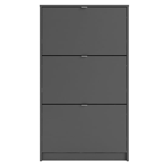 Shovy Wooden Shoe Cabinet In Matt Black With 3 Doors And 2 Layer_4