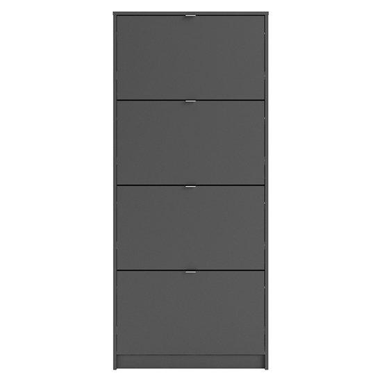 Shovy Wooden Shoe Cabinet In Matt Black With 4 Doors And 2 Layer_4