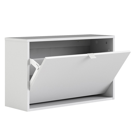 Shovy Wooden Shoe Cabinet In White With 1 Door And 2 Layers_3