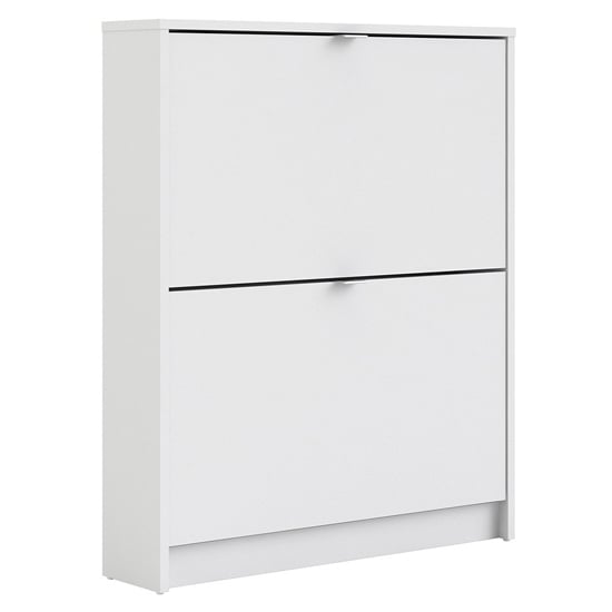 Shovy Wooden Shoe Cabinet In White With 2 Doors And 1 Layer