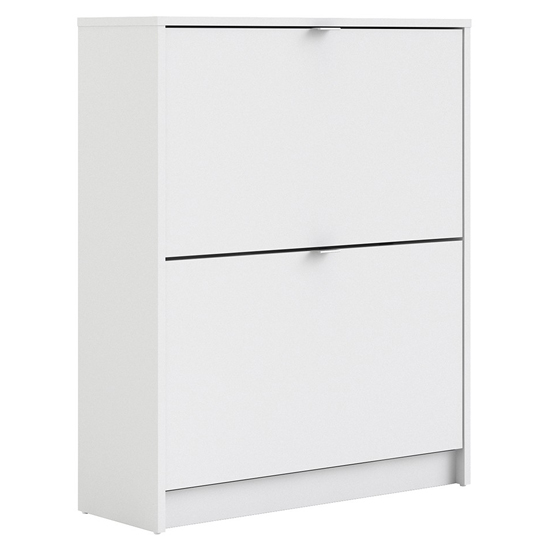 Shovy Wooden Shoe Cabinet In White With 2 Doors And 2 Layers_2