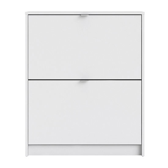 Shovy Wooden Shoe Cabinet In White With 2 Doors And 2 Layers_4