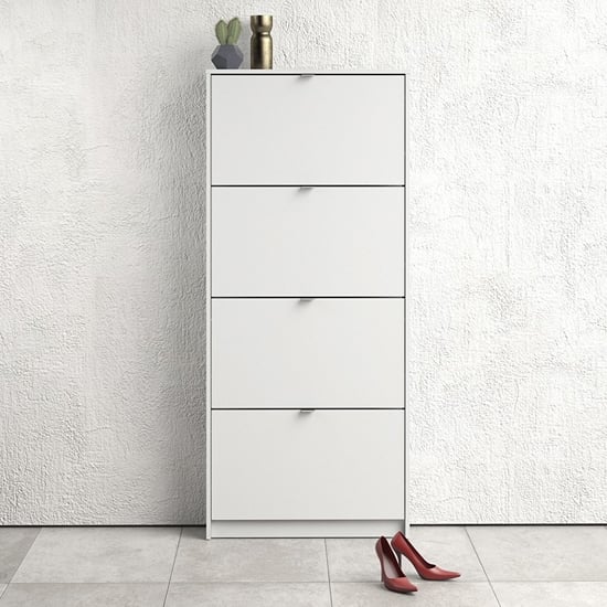 Read more about Shovy wooden shoe cabinet in white with 4 doors and 1 layer