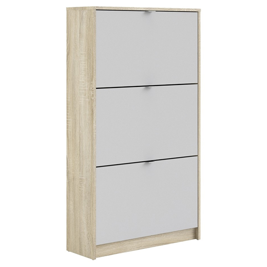 Shovy Wooden Shoe Cabinet With 3 Doors 2 Layers In White And Oak