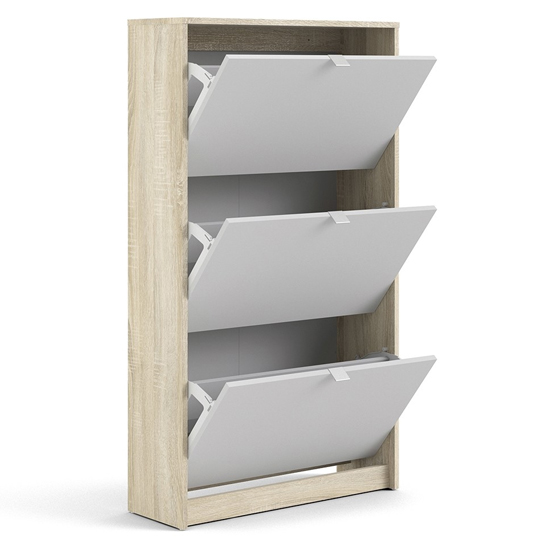 Shovy Wooden Shoe Cabinet With 3 Doors 2 Layers In White And Oak