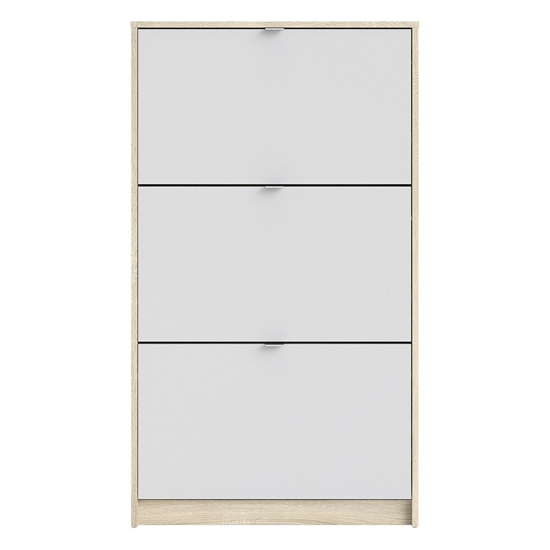 Shovy Wooden Shoe Cabinet With 3 Doors 2 Layers In White And Oak