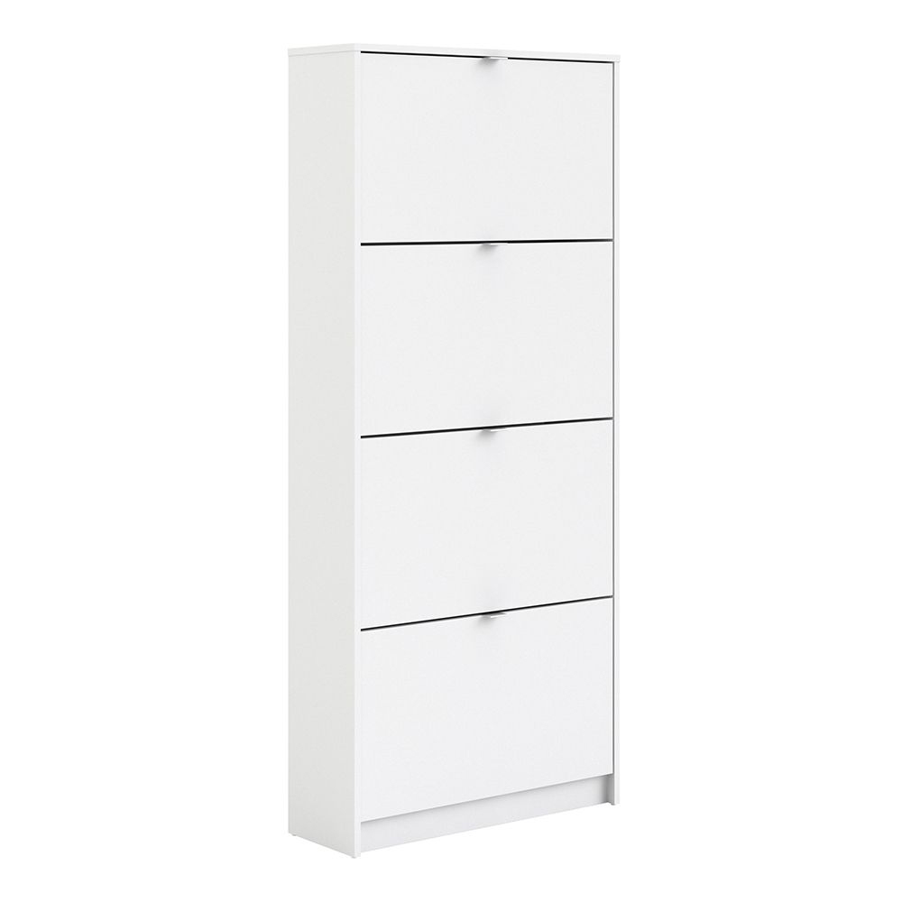 Shovy Wooden Shoe Storage Cabinet with 4 Flip Doors in White