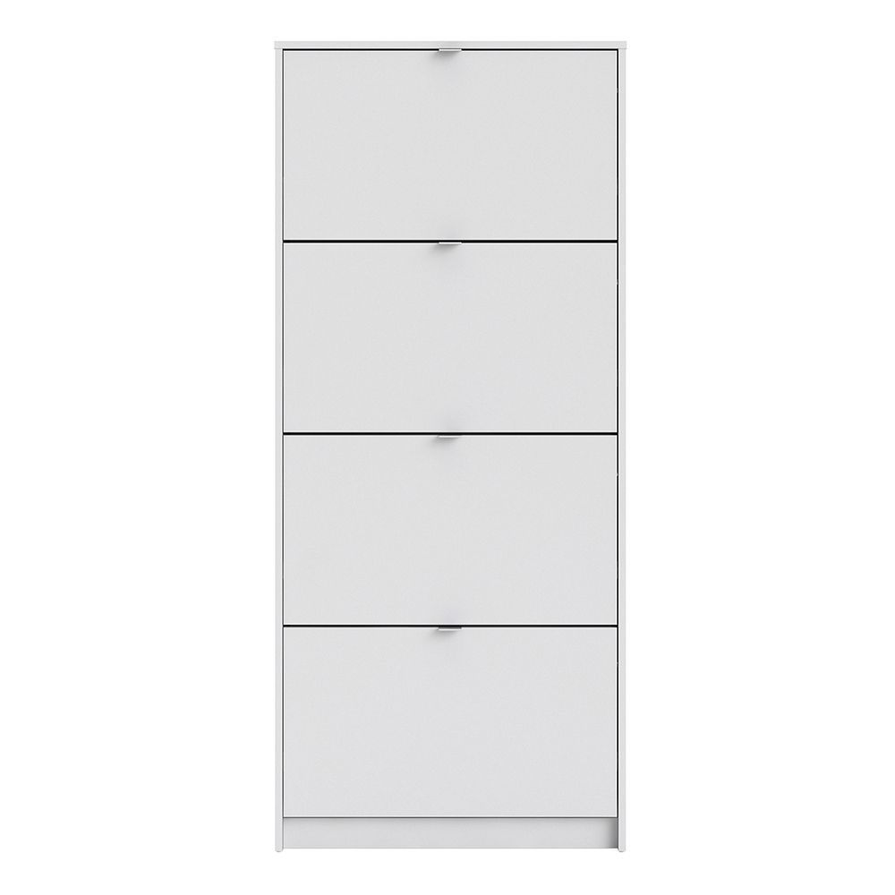 Shovy Wooden Shoe Storage Cabinet with 4 Flip Doors in White