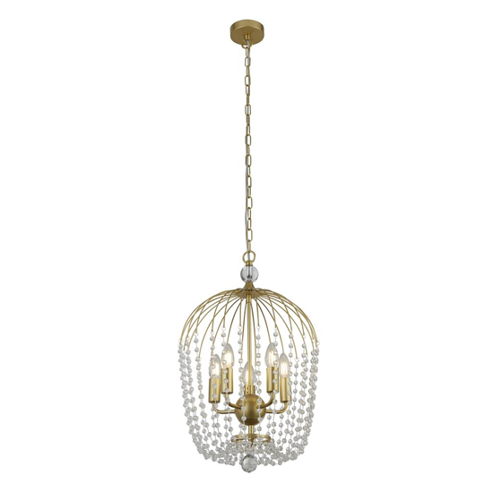 Product photograph of Shower 5 Lights Crystal Shower Ceiling Pendant Light In Gold from Furniture in Fashion