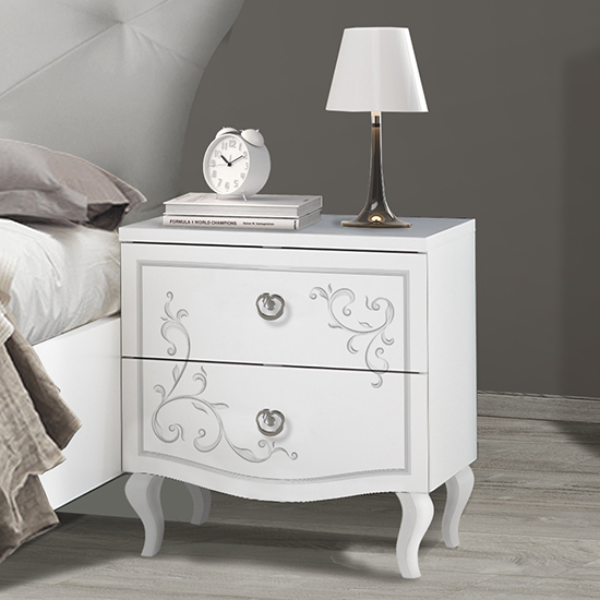 Photo of Sialkot white wooden bedside cabinets in pair